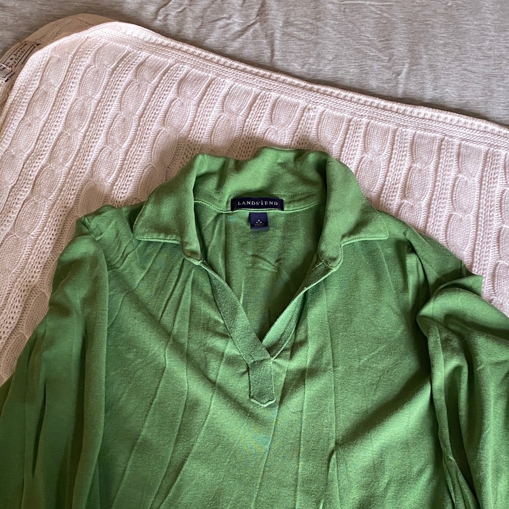 Lands' End Vibrant Green Polo Shirt